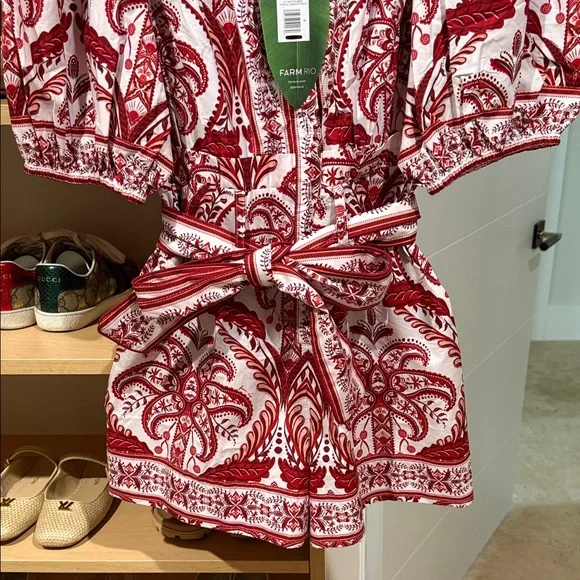 FARM Rio Off-White and Red Tropical Romper NEW with Tag - Picture 4 of 7